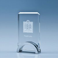 15cm crystal rectangle award with aluminium base