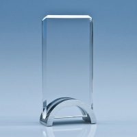 17.5cm crystal rectangle award with aluminium base